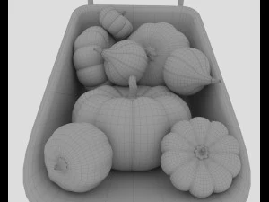 Wheelbarrow with pumpkins 3D Model