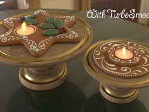 Gingerbread cookies and candles on stands 3D Model