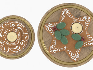 Gingerbread cookies and candles on stands 3D Model