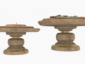 Gingerbread cookies and candles on stands 3D Model