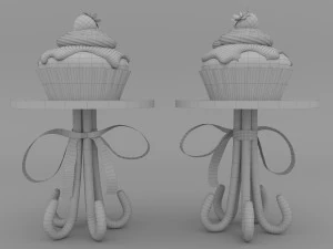Muffins on a caramel stand 3D Model