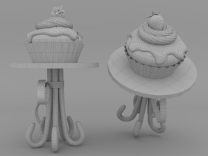 Muffins on a caramel stand 3D Modell