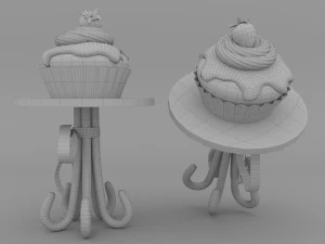 Muffins on a caramel stand 3D Model