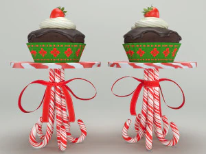 Muffins on a caramel stand 3D Model