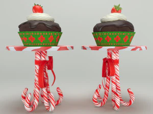 Muffins on a caramel stand 3D Model