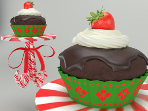 Muffins on a caramel stand 3D Modell