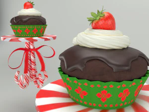 Muffins on a caramel stand 3D Model