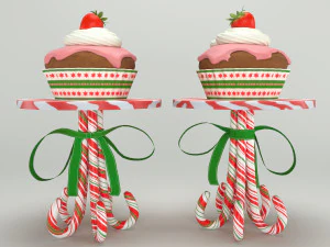 Muffins on a caramel stand 3D Model