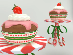 Muffins on a caramel stand 3D Model