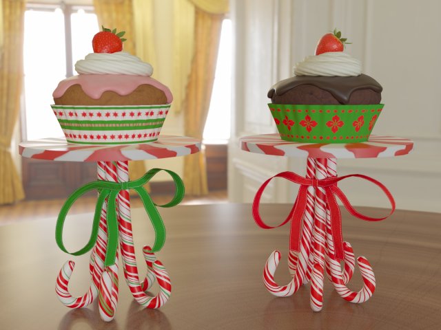 Muffins on a caramel stand 3D Modell .c4d .max .obj .3ds .fbx .stl .blend 