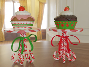 Muffins on a caramel stand Modelo 3D