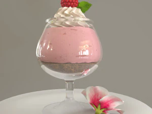 Dessert aux framboises Modèle 3D