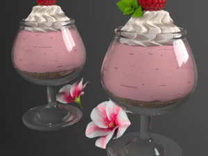 Dessert aux framboises Modèle 3D