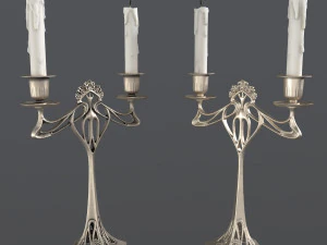 Двурожковый канделябр 3D Модель