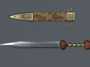 Steel sword and scabbard 3D Model