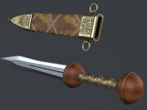 Steel sword and scabbard Model 3D
