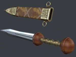 Steel sword and scabbard 3D Model