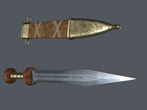 Steel sword and scabbard Model 3D