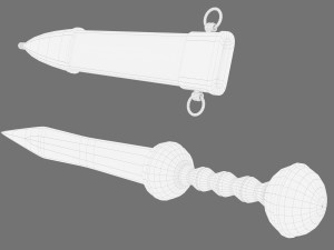 Steel sword and scabbard Model 3D