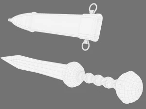 Steel sword and scabbard 3D Model