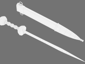 Steel sword and scabbard Model 3D