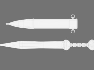 Steel sword and scabbard Model 3D