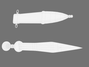 Steel sword and scabbard Model 3D
