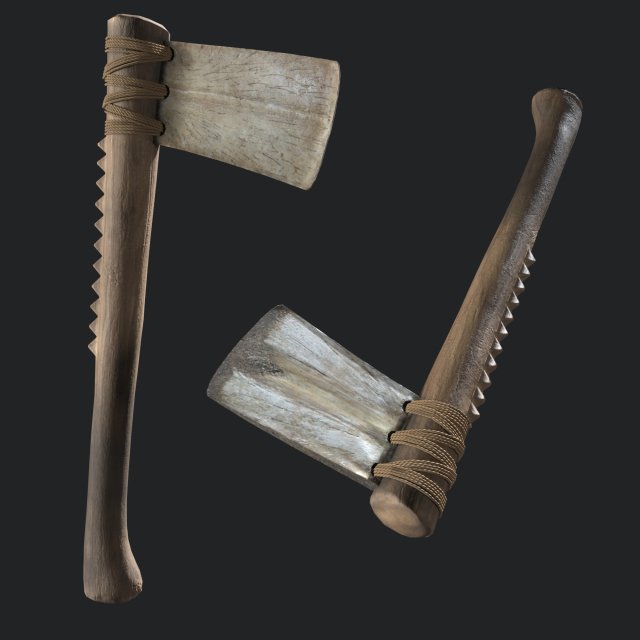 Ancient Bone Ax 3D Модель .c4d .max .obj .3ds .fbx .stl .blend