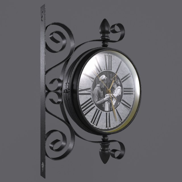 Double Sided Wall Clock 3D Model .c4d .max .obj .3ds .fbx .stl .blend 