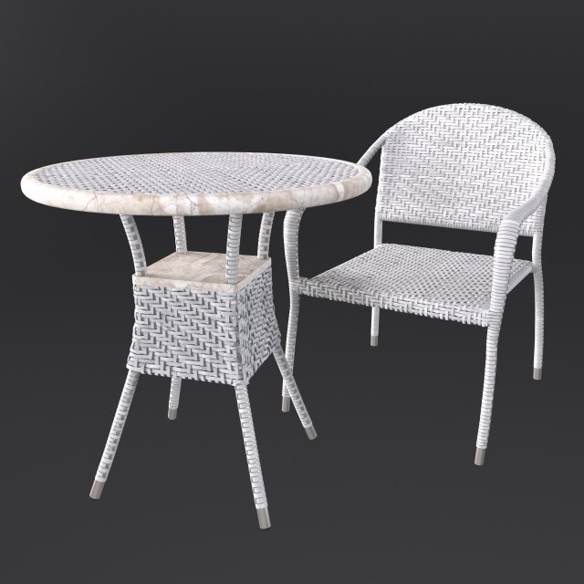 Wicker furniture set 3D Model .c4d .max .obj .3ds .fbx .stl .blend