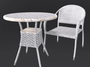 Conjunto de muebles de mimbre. Modelo 3D