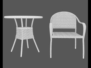 Wicker furniture set 3D Model