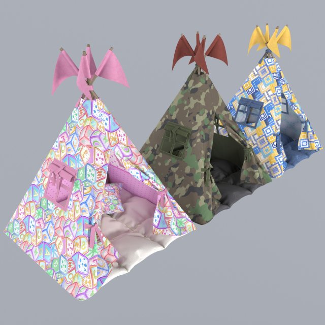 Childrens tent wigwam 3D-Modell .c4d .max .obj .3ds .fbx .stl .blend 
