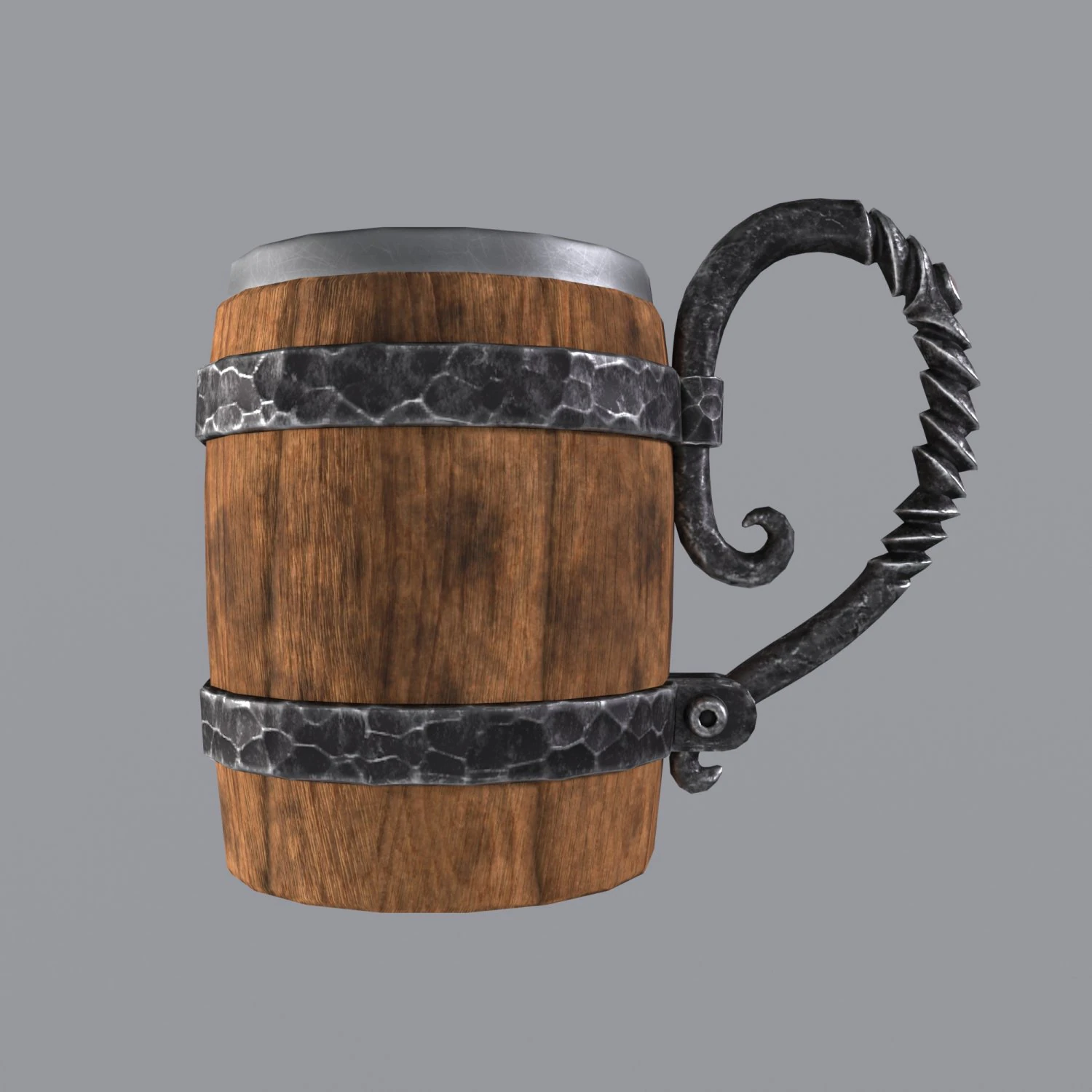 Wooden beer mug 3D Model .c4d .max .obj .3ds .fbx .stl .blend 