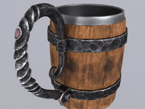 Wooden beer mug 3D Model