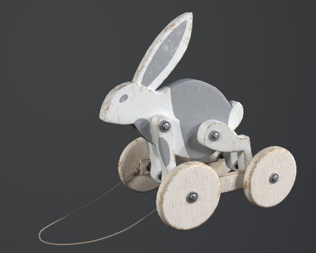 Toy wooden rabbit on wheels 3Dモデル .c4d .max .obj .3ds .fbx .stl .blend 