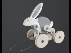 Coniglio giocattolo in legno su ruote Modello 3D