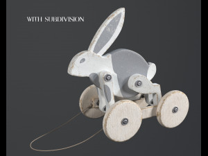 Toy wooden rabbit on wheels 3Dモデル