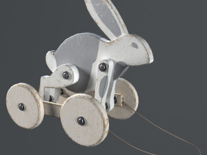 Toy wooden rabbit on wheels 3Dモデル