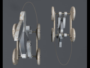 Toy wooden rabbit on wheels 3Dモデル