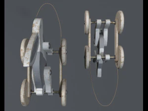 Toy wooden rabbit on wheels 3D Model