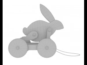 Toy wooden rabbit on wheels 3D Model