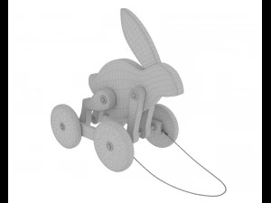 Toy wooden rabbit on wheels 3D Model