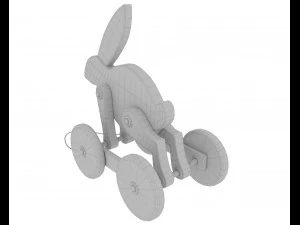 Toy wooden rabbit on wheels 3D Model
