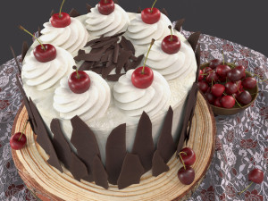 Cherry cake with chocolate Modèle 3D