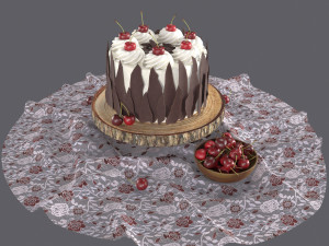 Cherry cake with chocolate Modèle 3D