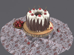 Cherry cake with chocolate Modèle 3D