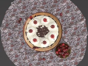 Cherry cake with chocolate Modèle 3D