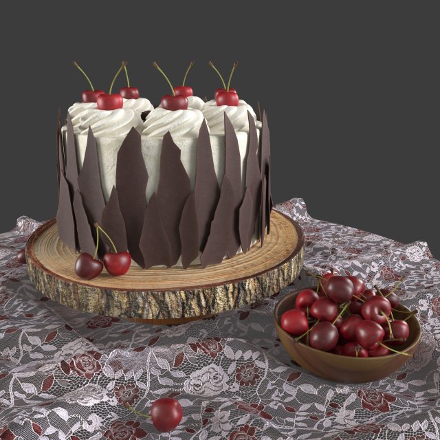 Cherry cake with chocolate Modèle 3D .c4d .max .obj .3ds .fbx .stl .blend 