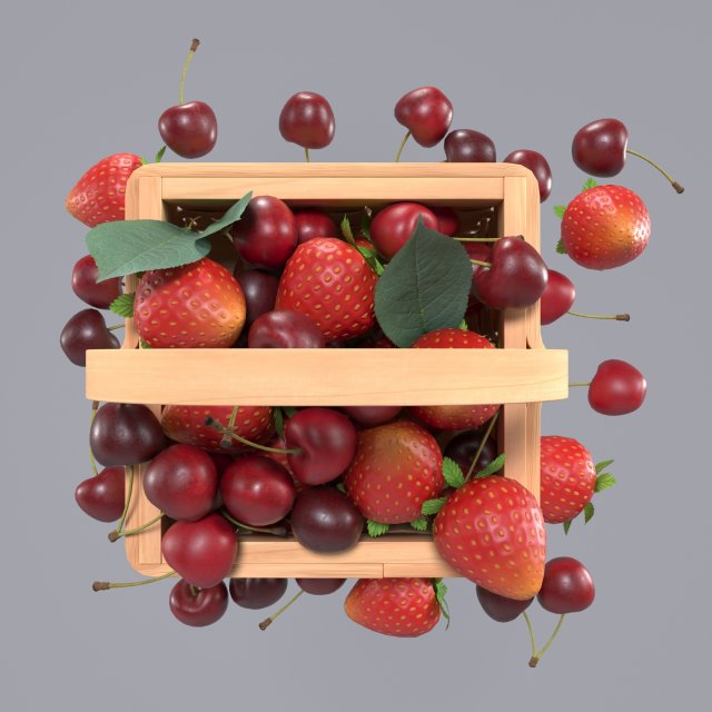 Basket with strawberries 3D Model in Fruit 3DExport